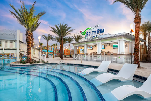 Poolside amenities and outdoor lounge spaces designed to highlight guest experience and resort lifestyle.